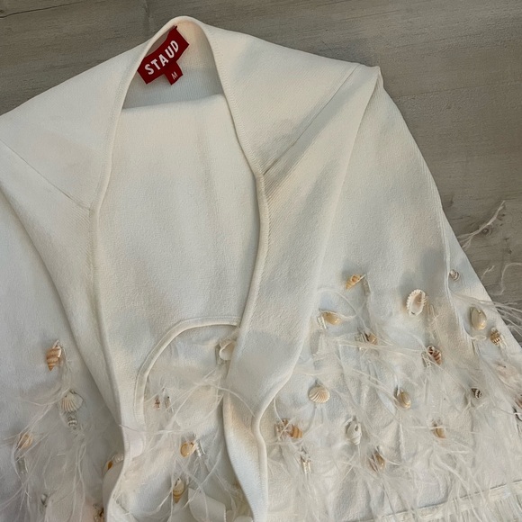 STAUD Haylee White Sea Shell and Feather Mini Dress - Bridal Bachelorette - Picture 8 of 8